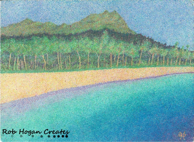 Rob Hogan, "Diamondhead, Oahu" Ink on Paper, 11 x 15 inches, 2010