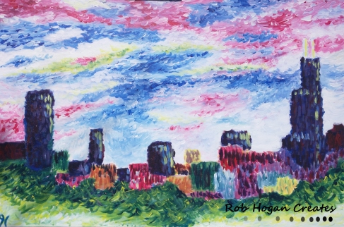 Rob Hogan “Skyline from Estate” Acrylic on Canvas, 24 x 36 inches, 2015
