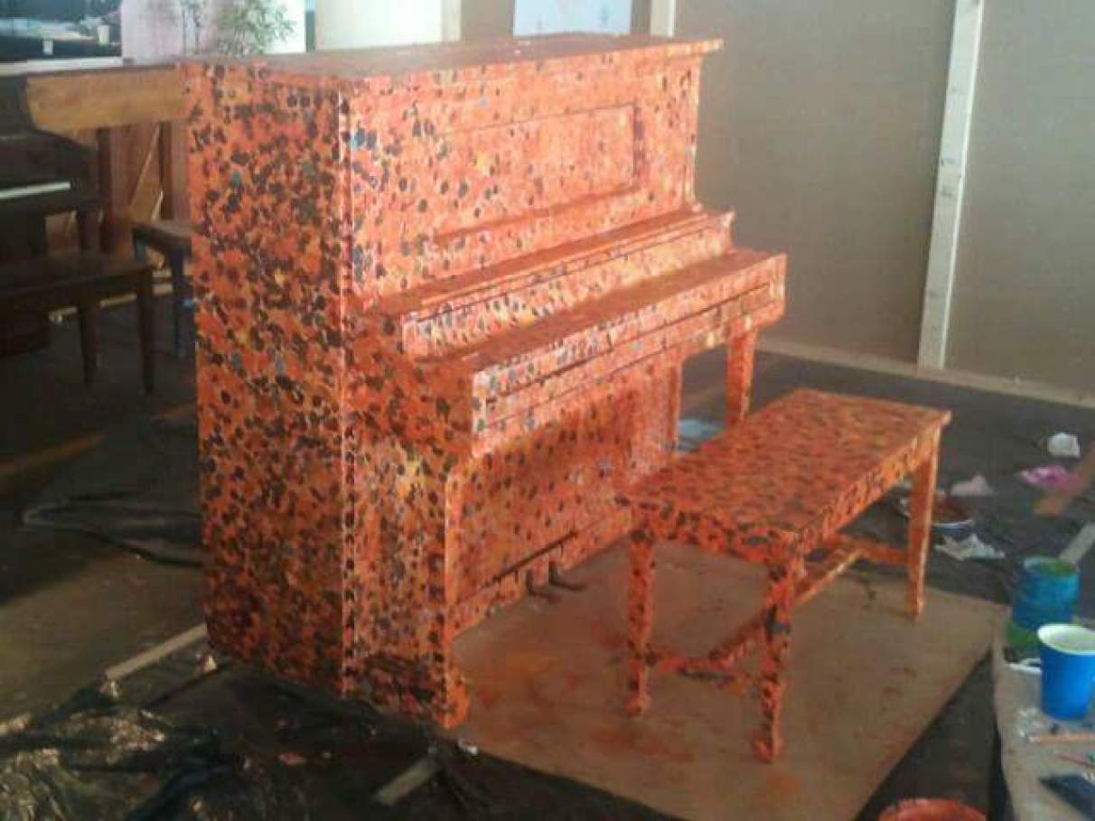 Rob Hogan "Orange in Dots" Acrylic Paint on Piano, 2013